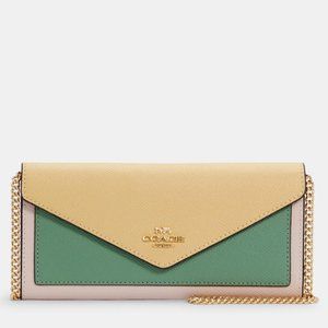 🎁Coach Envelope Wallet With Chain In Colorblock
